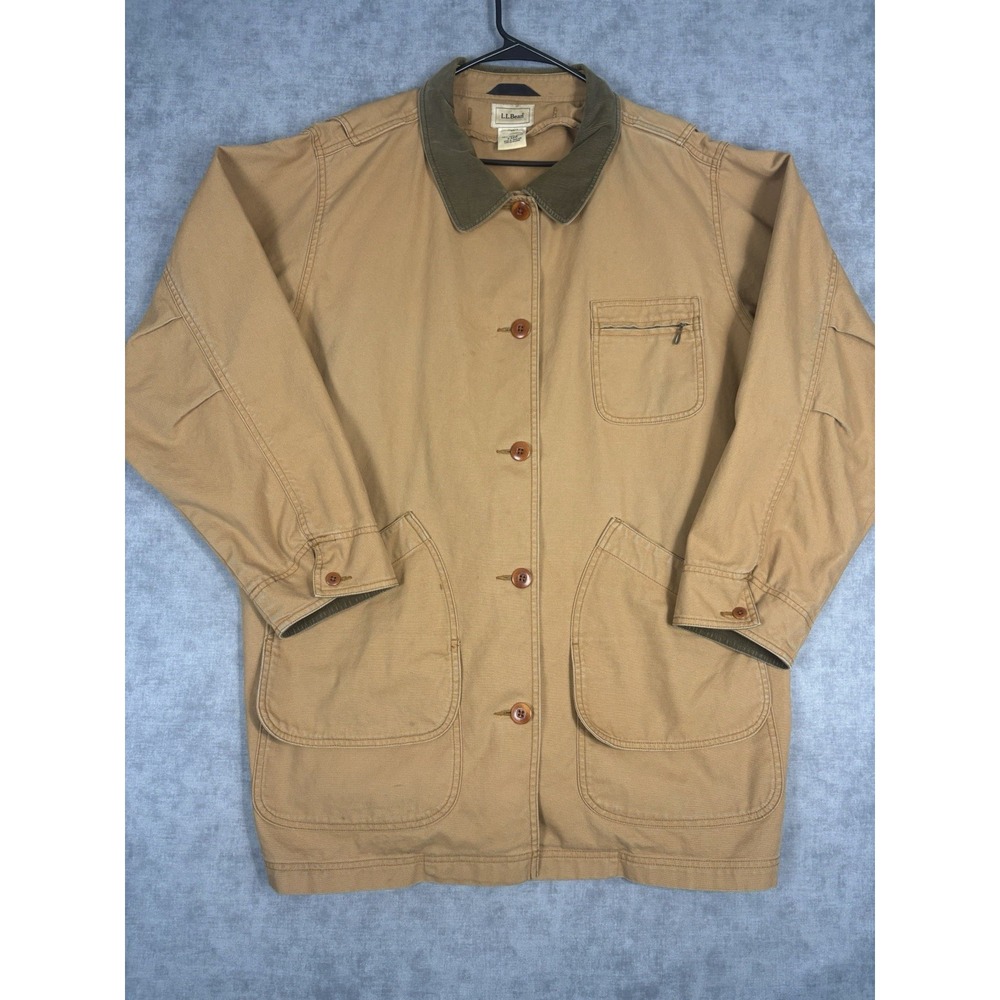 L.L. Bean Women's 3X Barn Chore Jacket Tan Canvas Corduroy Collar Workwear
